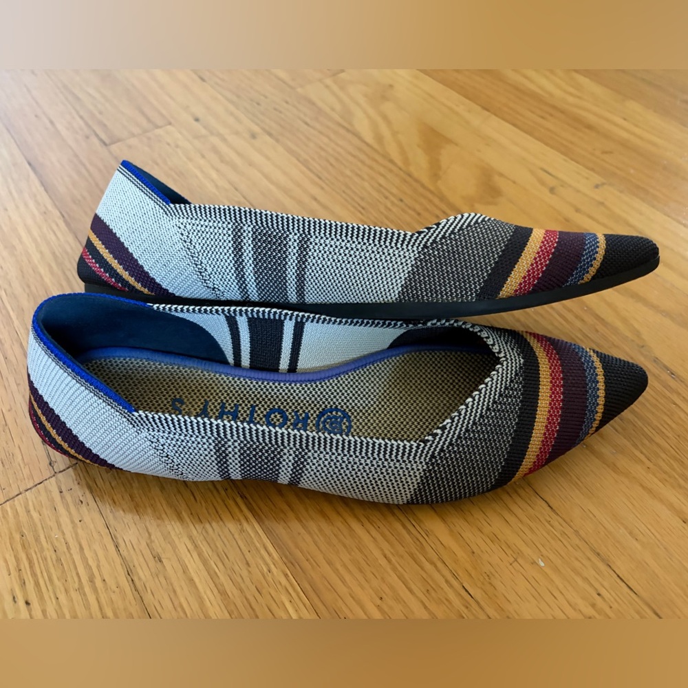 Rothy's The Point Knit Flats in Multicolor Inverse Stripe - Picture 5 of 7